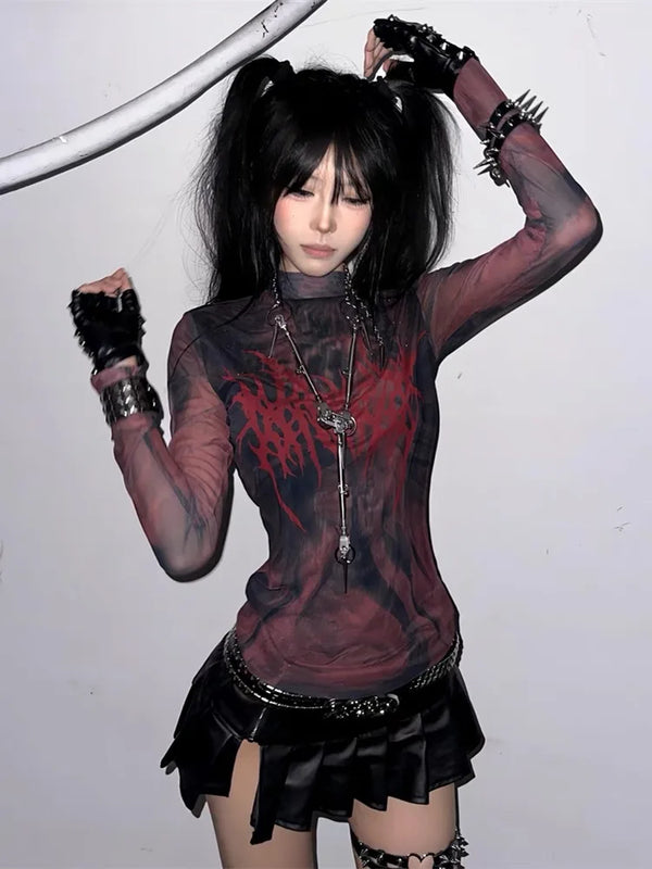 Gothic Red Touched Top