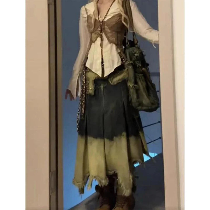 Y2k Vintage Denim Women's Skirts     - VILIVAUN