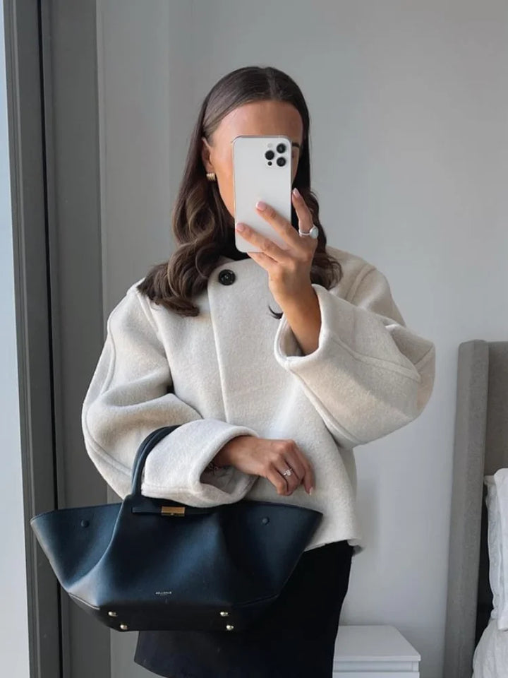 One Button Heavy Woolen Jacket - VILIVAUN