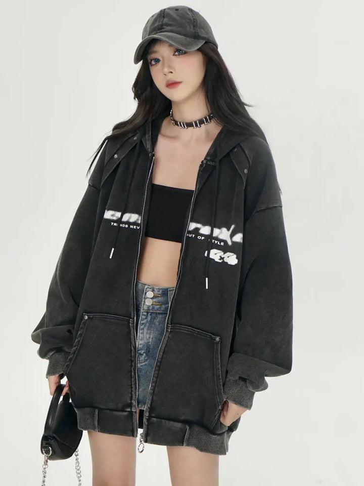 Y2k Vintage Washed Acid Hoodie - VILIVAUN
