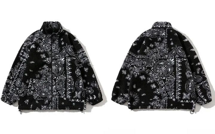 Bandana Vibe Fuzzy Jacket  Black M  - VILIVAUN