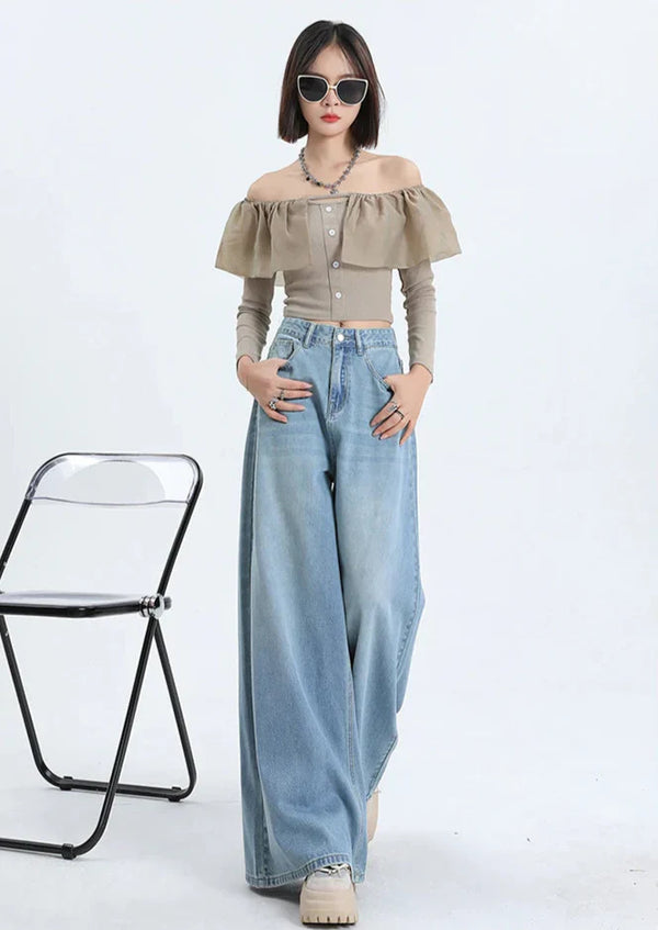 Light Blue Vintage Wide Leg Jeans