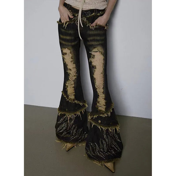 Grunge Women's High Waist Wide Leg Jeans