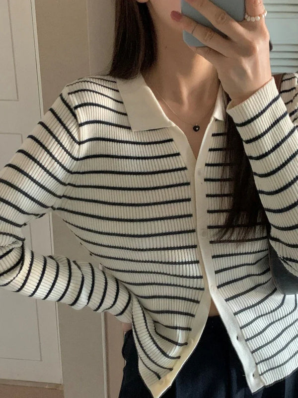 Striped Knitwear Cardigan Slim Fit