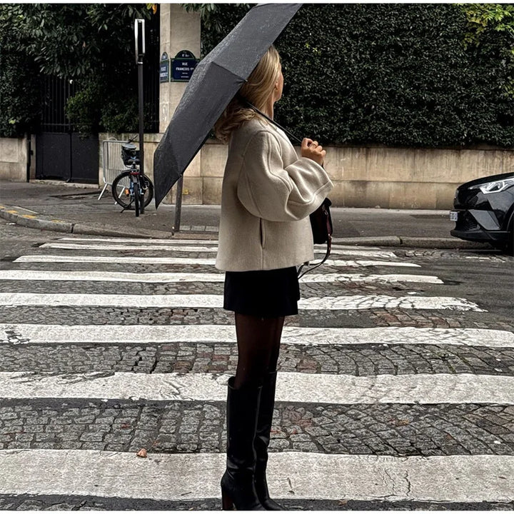 One Button Heavy Woolen Jacket - VILIVAUN