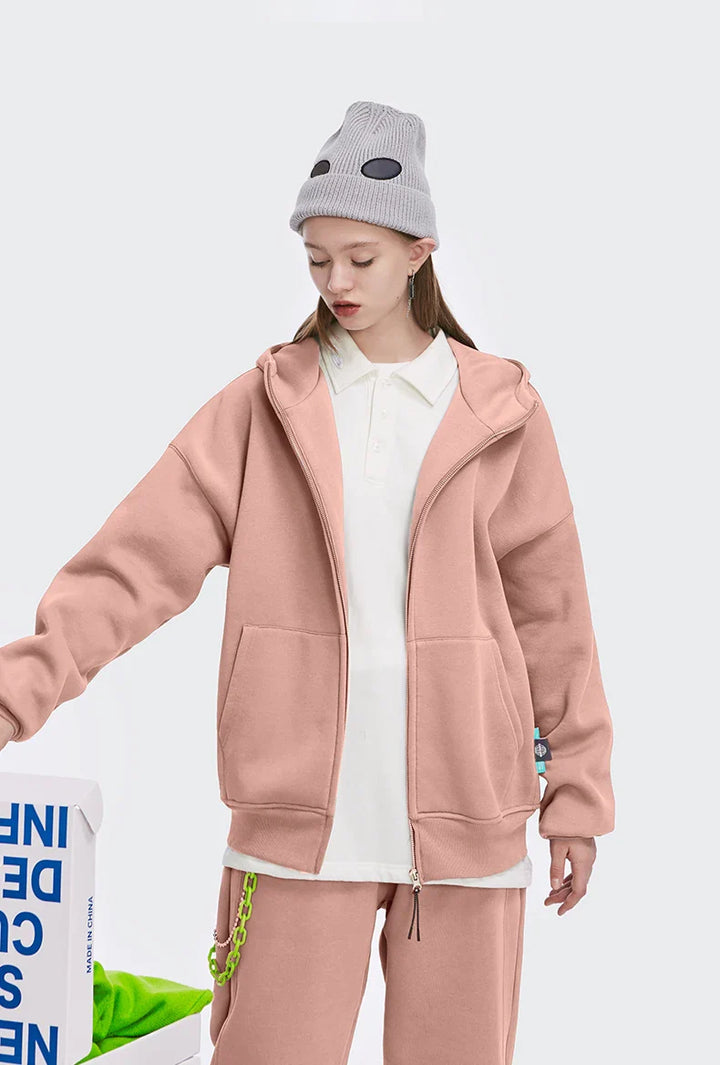 Heavy Weight Fleece Zipper Hoodie     - VILIVAUN