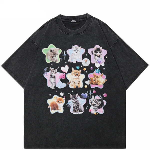 Retro Washed Black Graphic Star T-Shirt