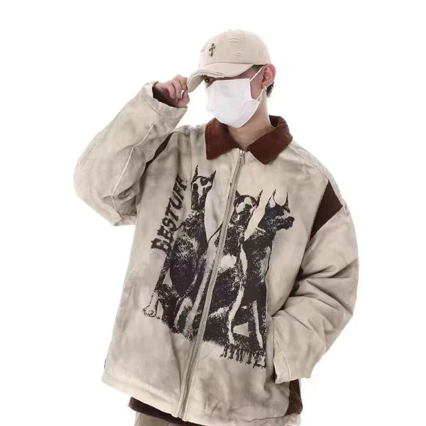 Y2K Color Block Retro College Jacket     - VILIVAUN