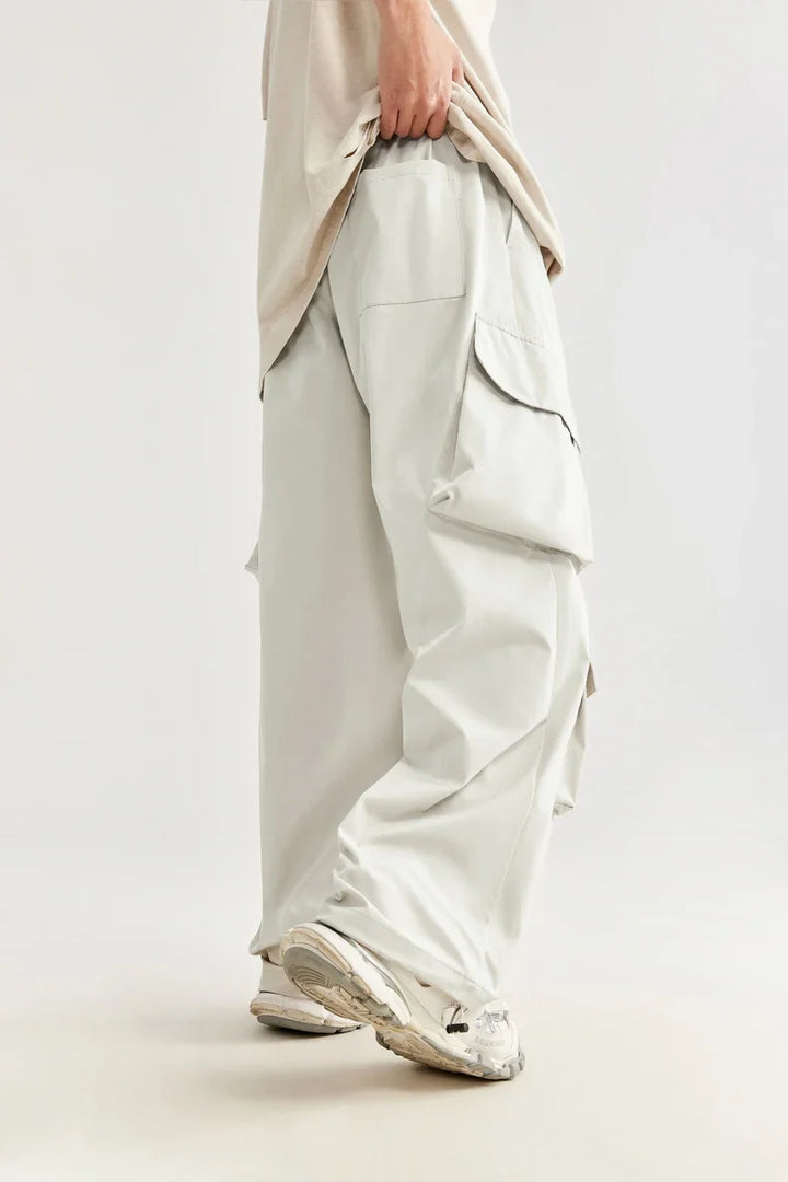Casual 3D Wide-leg Cargo Pants     - VILIVAUN