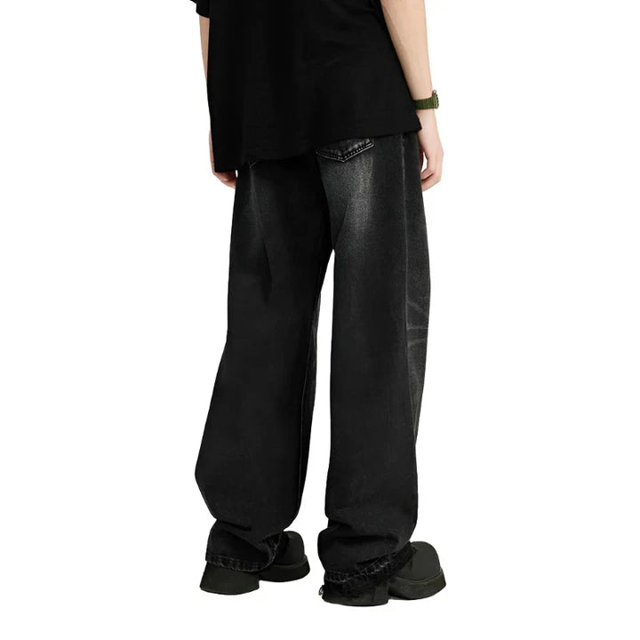 Classic Retro Washed Denim Pant     - VILIVAUN