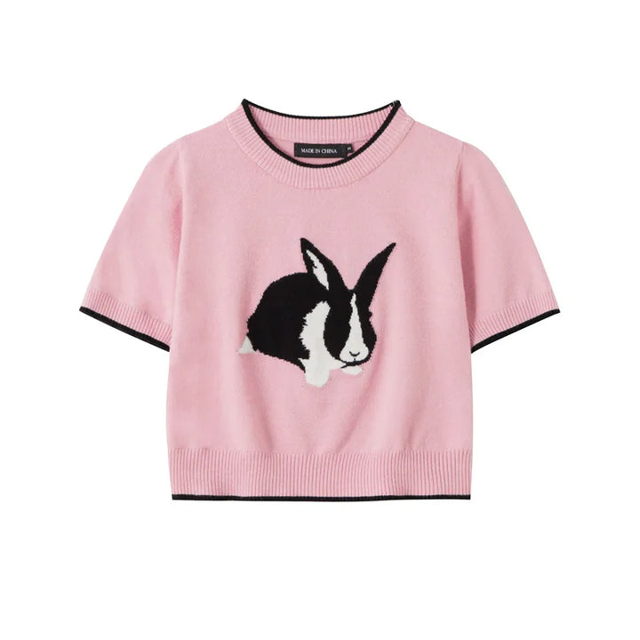 Women's Bunny Bliss Cropped T-shirt  Pink S  - VILIVAUN