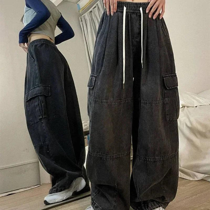 Vintage Y2K Wide Leg Jeans  Black S  - VILIVAUN