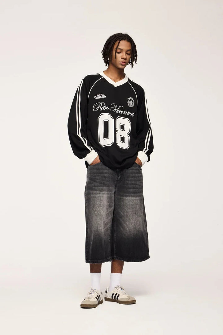 Football Jersey Loose Fit Sweater - VILIVAUN