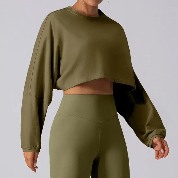 Basic Long Sleeve Sports Crop T-Shirt