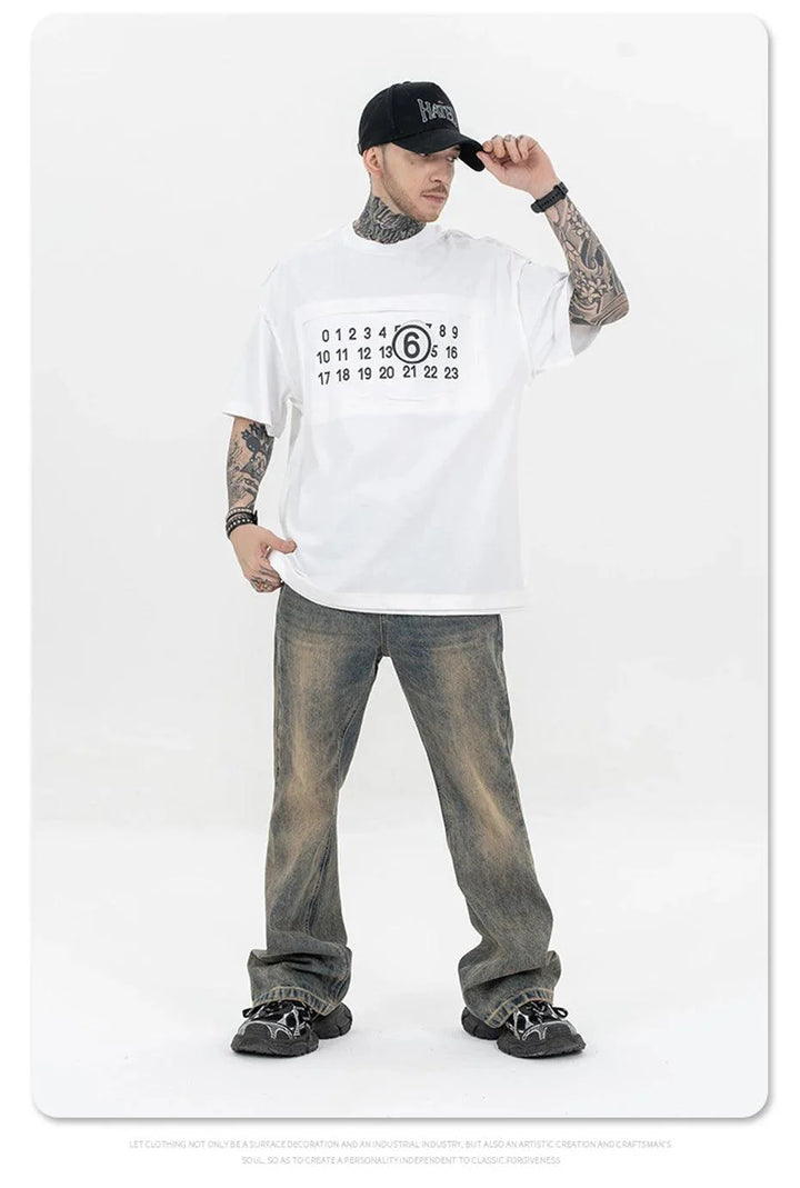 NUMBERS Print Gothic T-Shirt     - VILIVAUN