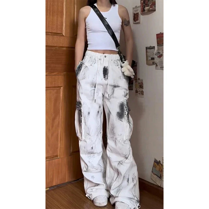 Y2K Women's White Cargo Jean     - VILIVAUN