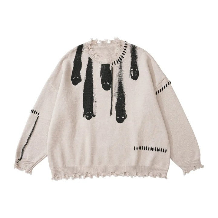 Y2K Ghost Knitted Sweater  Light-gray S  - VILIVAUN