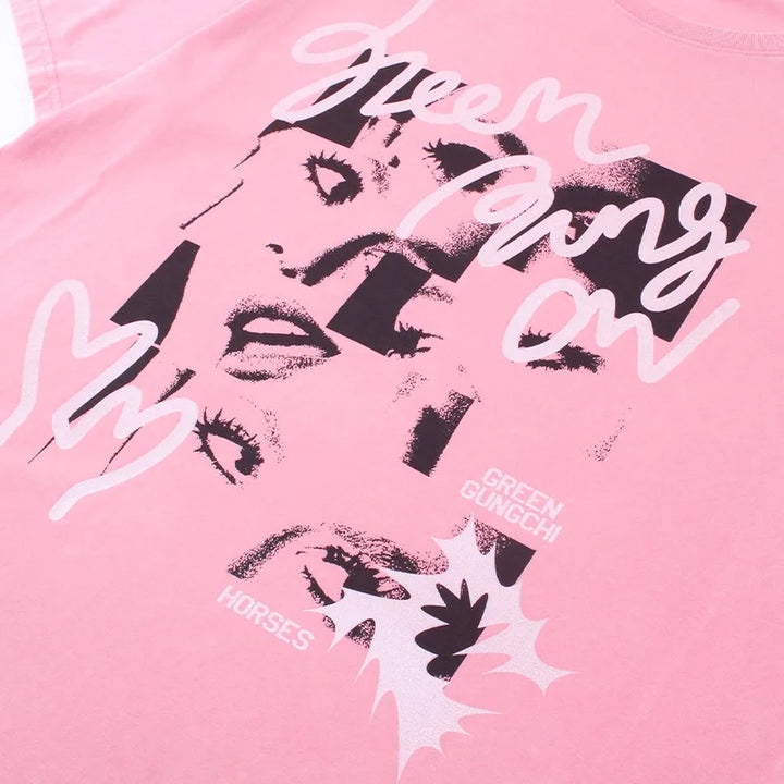 Women's Face Printed T-Shirt     - VILIVAUN