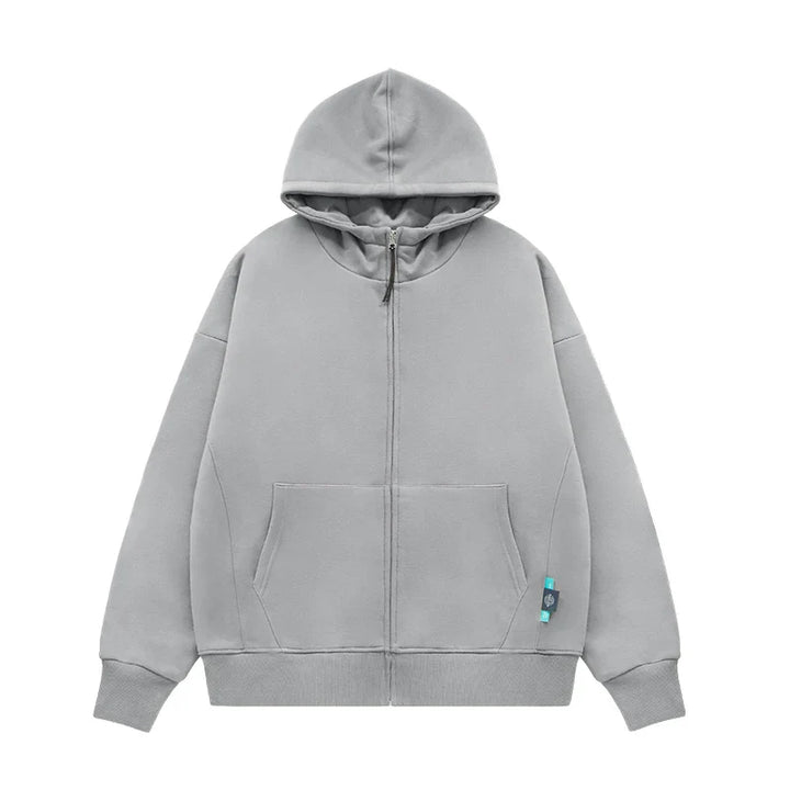 Heavy Weight Fleece Zipper Hoodie  Mid grey S  - VILIVAUN