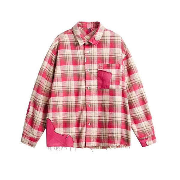 Broken Red Plaid Shirt  M   - VILIVAUN