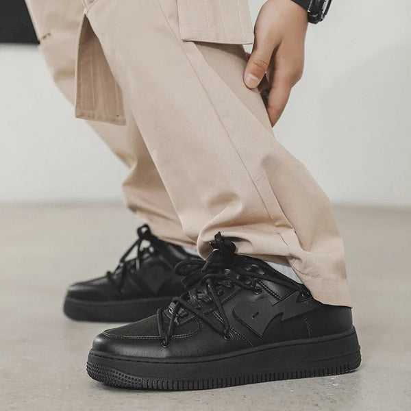 Black Punk Flat Shoes