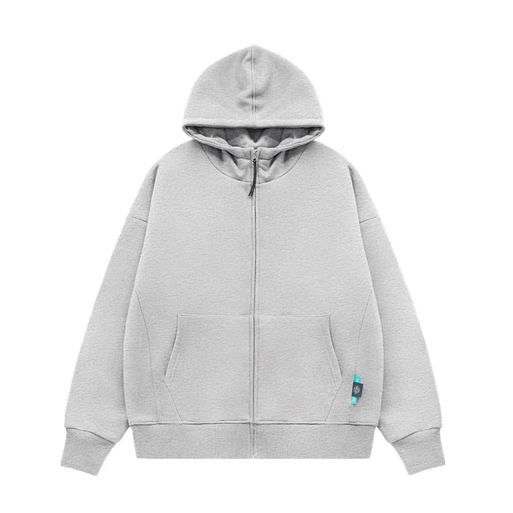 Heavy Weight Fleece Zipper Hoodie  Light grey S  - VILIVAUN
