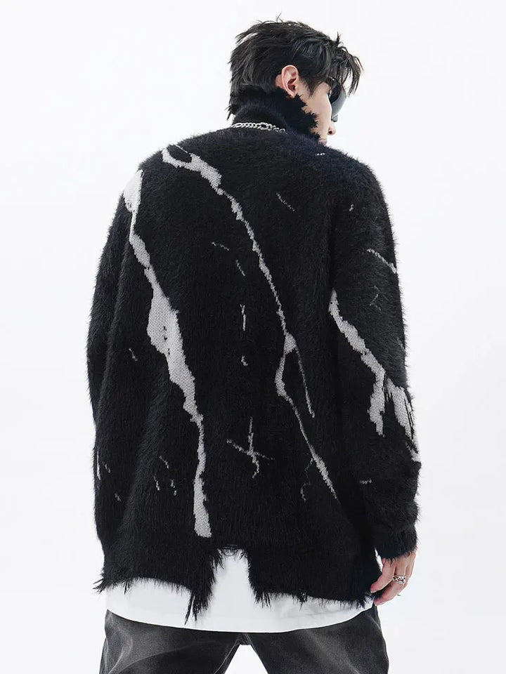 Zebra Ripped Sweater sweater    - VILIVAUN