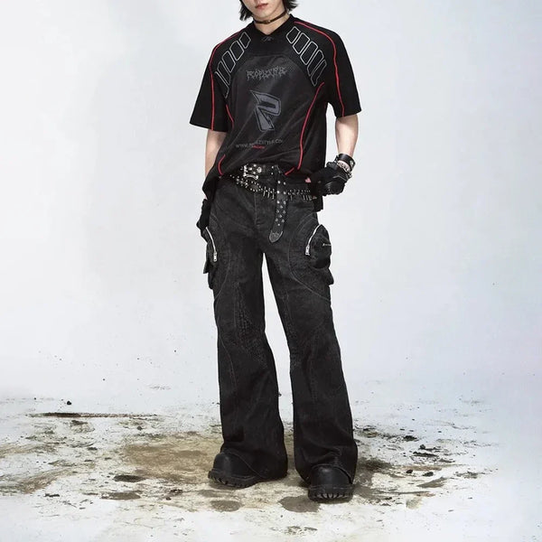 Retro Breathable Mesh Racing T-Shirt