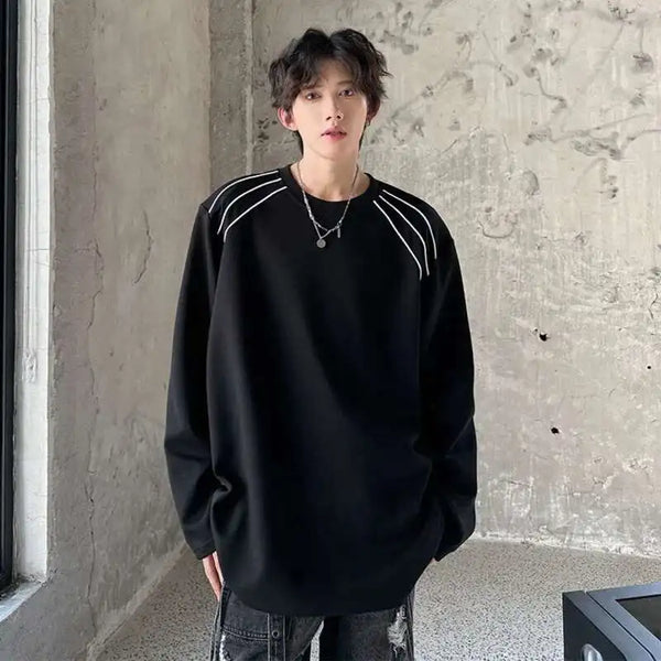 Padded Round Collar Casual Long T-Shirt