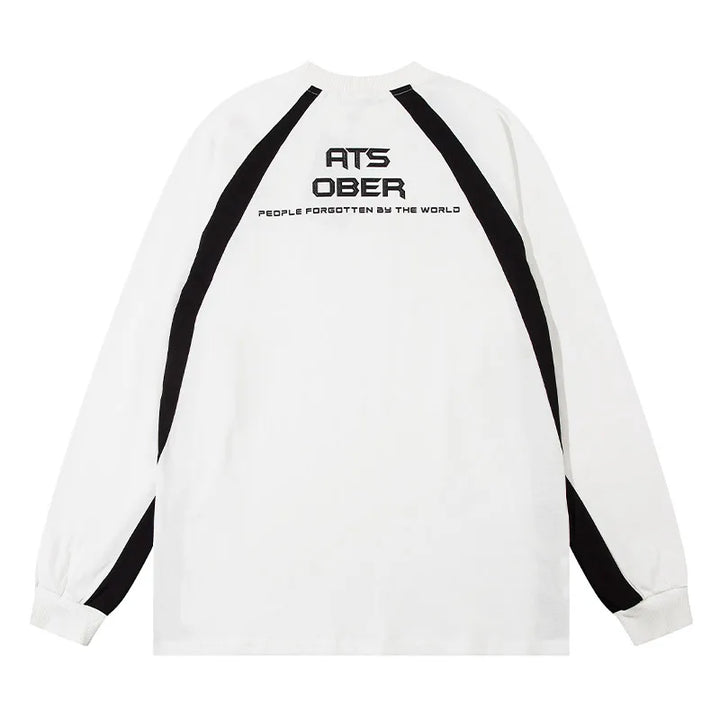 Stripped Letter Printed Sweatshirt     - VILIVAUN