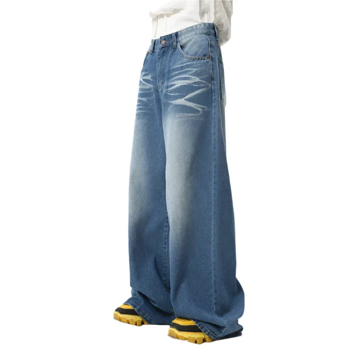 Eclipse Washed Fold Wide-Leg Jeans     - VILIVAUN