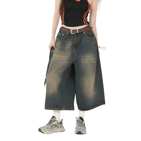 Y2K Vintage Wide Leg Women's Jorts     - VILIVAUN