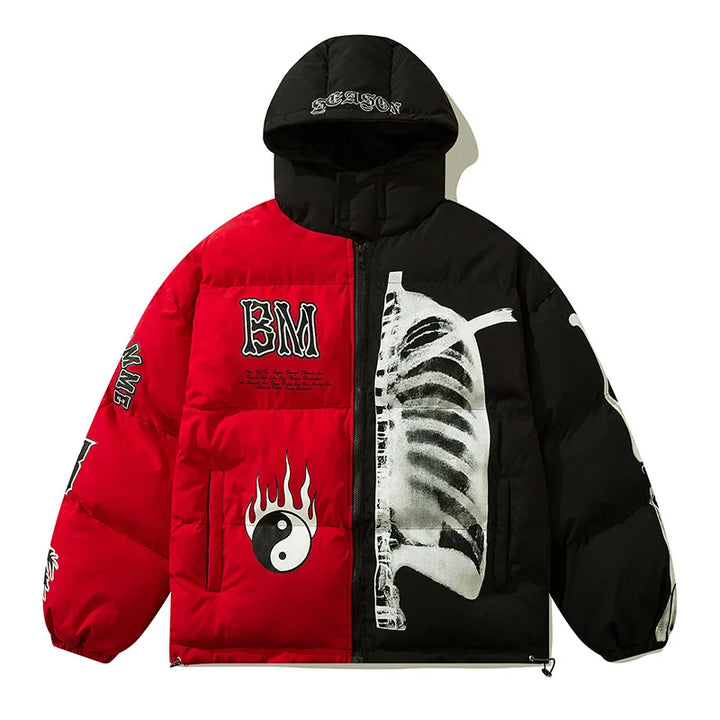 Yin Yang Skeleton Oversized Jacket  Red M  - VILIVAUN