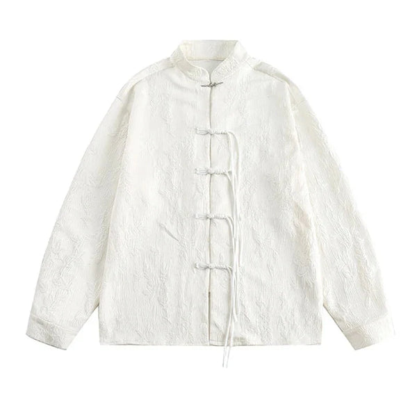 Vintage Solid Color Shirt  White M  - VILIVAUN