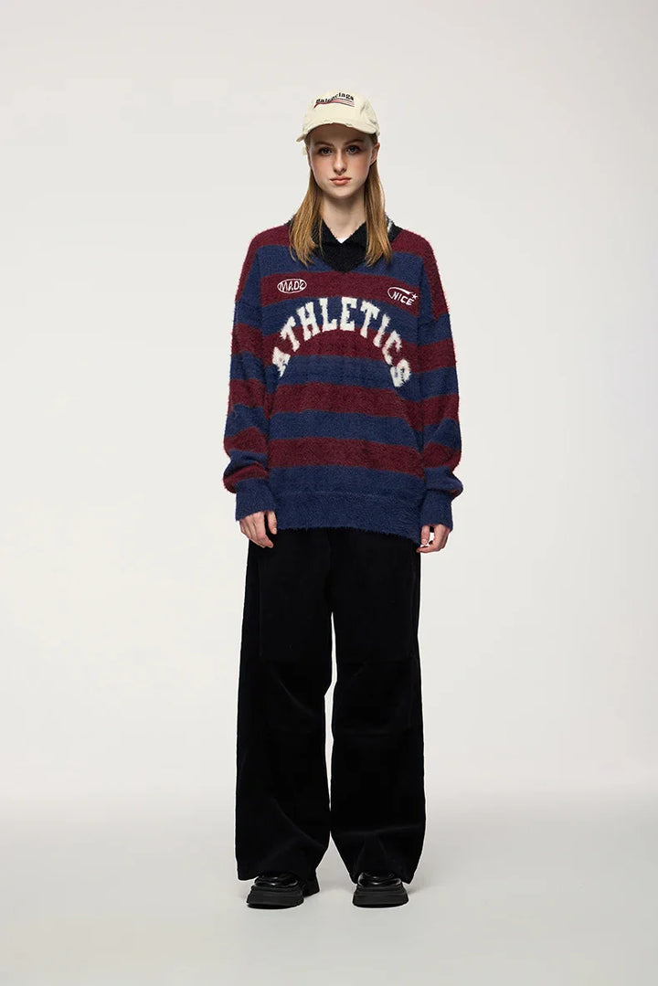 Wide Striped Jacquard Fit Sweater - VILIVAUN