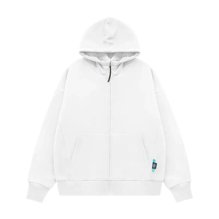 Heavy Weight Fleece Zipper Hoodie  White S  - VILIVAUN