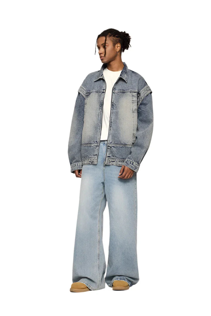 Vintage Denim Washed Oversized Jacket - VILIVAUN