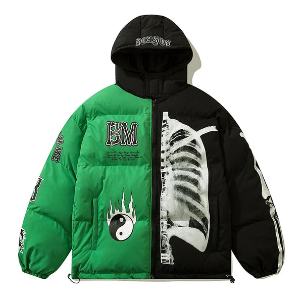 Yin Yang Skeleton Oversized Jacket  Green M  - VILIVAUN