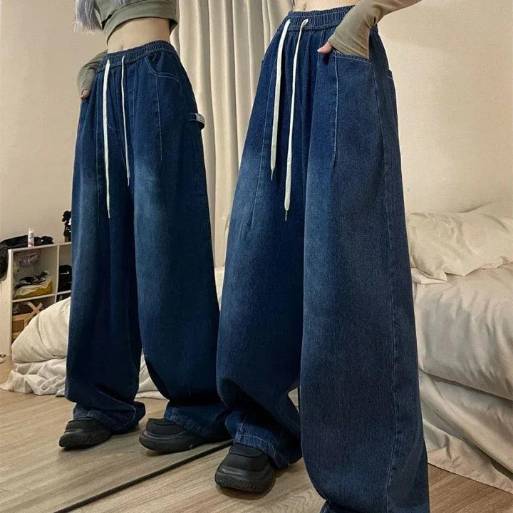 Vintage Y2K Wide Leg Jeans  Dark Blue S  - VILIVAUN