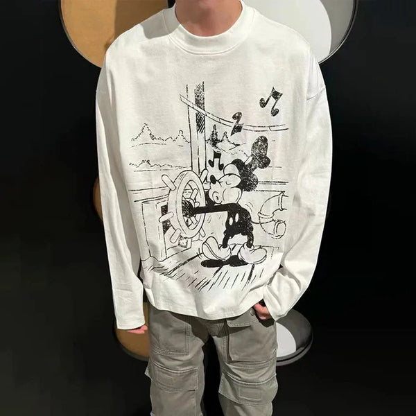 Mickey Cartoon Graphic Long T-Shirt