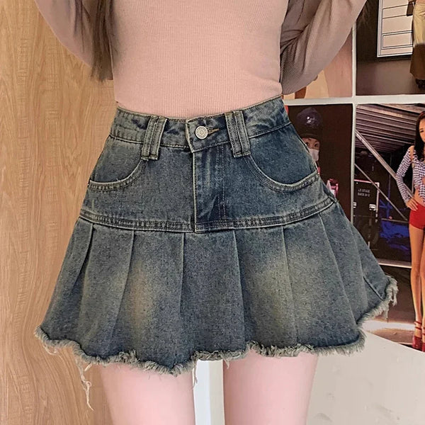 High Waist Denim Mini Skirts