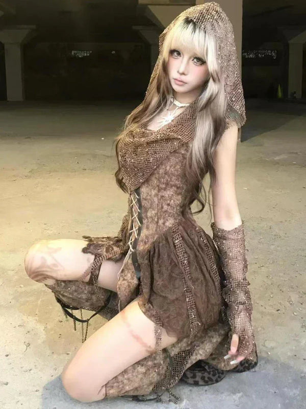 Y2K Vintage Lace Mini Skirt Suit Set