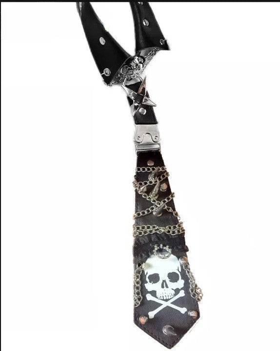 Y2k Skull Chain Tie  style-3   - VILIVAUN