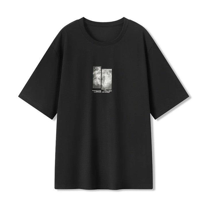 Galaxy Printed Oversized T-Shirt  Black XS  - VILIVAUN