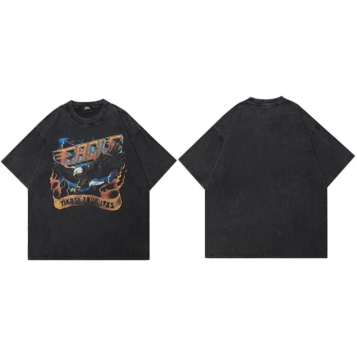 Eagle Lightning Strike T-Shirt  Black S  - VILIVAUN