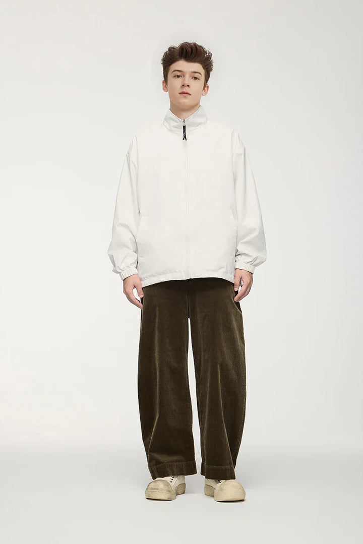 Reversible Stand Collar Plaid Jacket - VILIVAUN
