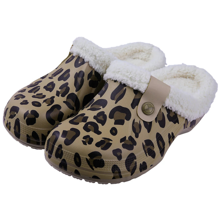 Fuzzy Waterproof Slippers  Leopard print 42-43  - VILIVAUN