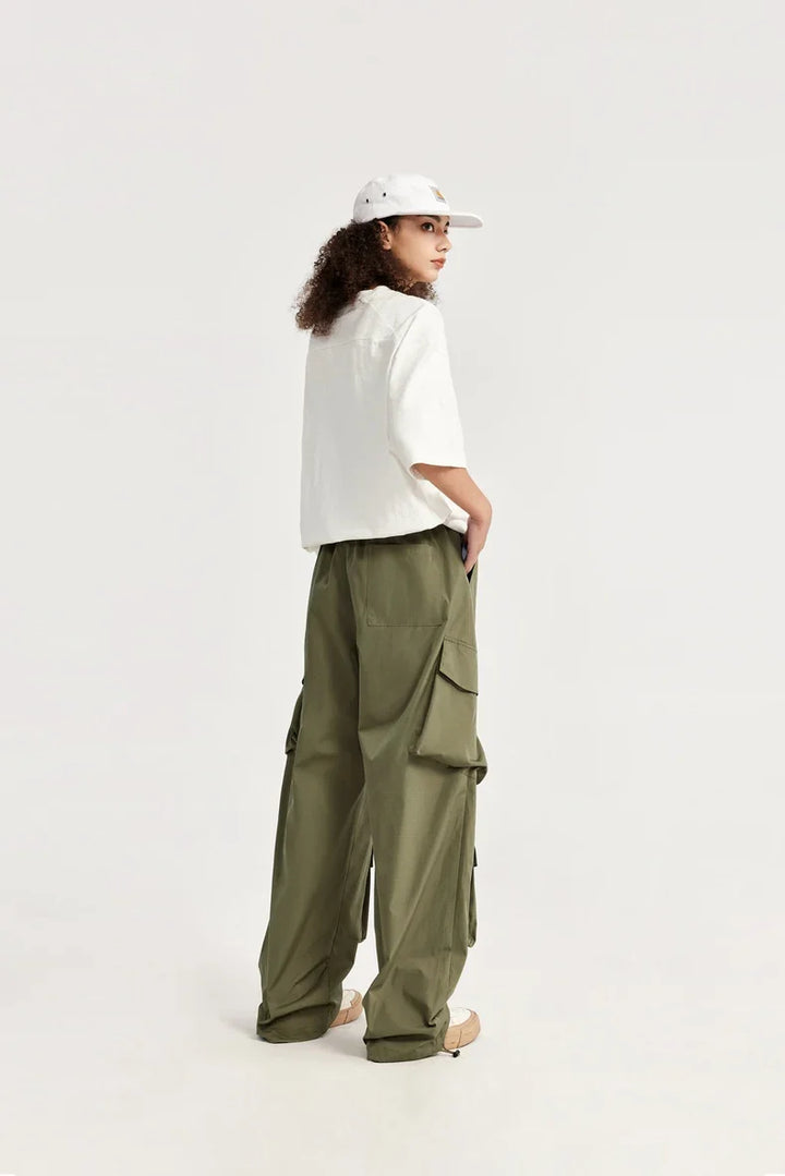 Casual 3D Wide-leg Cargo Pants     - VILIVAUN