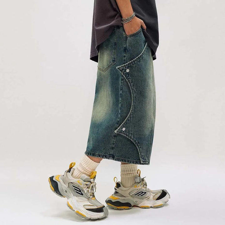 Vintage Men's Baggy Denim Jort     - VILIVAUN