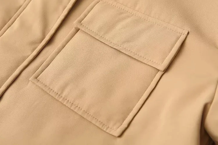 Faux Leather Contrast Sleeve Coat     - VILIVAUN